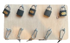 Wooden Montessori Busy Board: Interactive Lock and Key Learning Toy 5 Locks/key