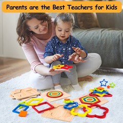 Toddler Puzzles Montessori Toy Wooden Shape Sorting Puzzle Sensory Toy Toddle…