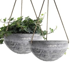LA JOLIE MUSE Hanging Planter Flower Plant Pots – 9.84 Inch Indoor Outdoor Ba…