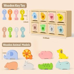 Montessori Toys for 2 year Old,Wooden Keys and Locks Set With 8 Wooden Animal…