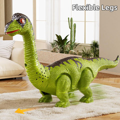 3 Pack Walking Dinosaur Toys with Sound Light Up Brachiosaurus Stegosaurus