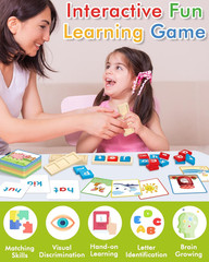 Wooden CVC Word Spelling Games, Montessori Educational Learning Toys Gifts for 3