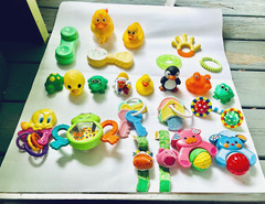 Fisher Price Diaper Bag W/Baby Toys & Rattlers Misc. Some Vintage & Brand Name