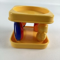 Vintage Activity Cube Child Baby Discovery Developmental Toy Spinner Mirror Duck