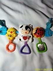 Lot of 9 Baby Toys For Ages 0 To 12 Months. Teethers, Rattle, Music, Push Toy.