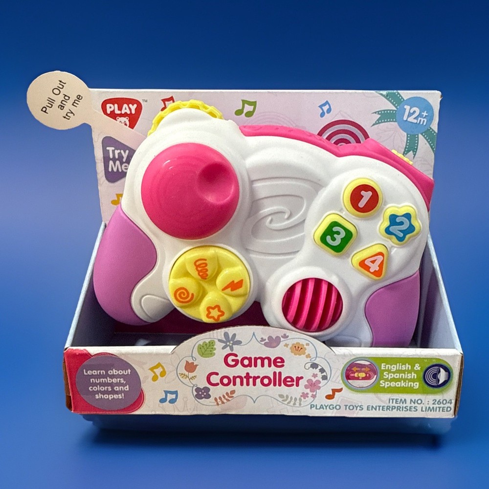Baby/Child Toy Video Game Controller English &Spanish Speaking Words/Music-Pink