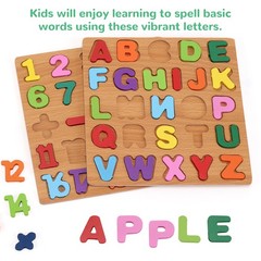 Wooden Puzzles Alphabet Number Shape Educational Pack of 3 ABC Ages 3-5