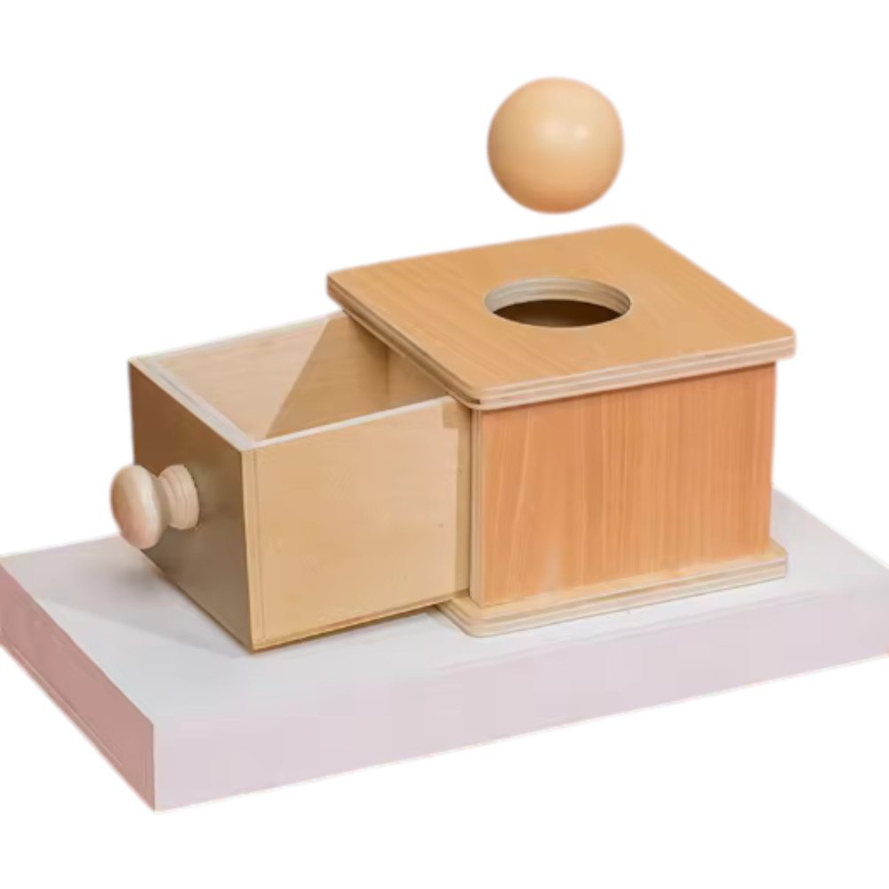 Wooden Coin Box Montessori Baby Learning Toy Drawer Game Ball Box