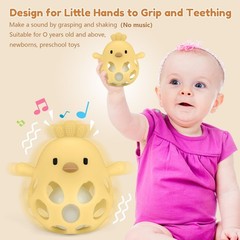 MCGMITT Baby Teething Toys for 3-6 Months, Easy Grasp Silicone Infant Yellow