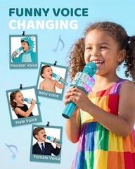 Kids Karaoke Microphone Machine Toys for Girlstooth Microphone with LED Blue