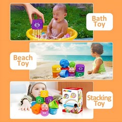 MOONTOY Stacking Cups Baby Toys 6 10 12 18 Months, Montessori A- 11 PCS