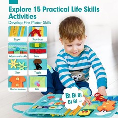 Busy Book Educational Toys For Toddler Portable Activity Travel Board