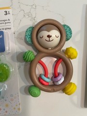 3 New Bright Stars Rattle Teether, Monkey Rattle Teether, Nuby IceBite Keys Gums