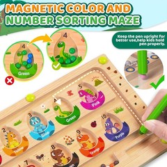 Montessori Toys Busy Board Travel Toys for Toddlers Kids Wooden Magnetic Colo…