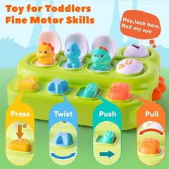Cause and Effect Pop Up Dinosaur Baby 6-12 Months, Sensory Early Learning Fin…