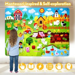 Felt Board for Toddlers 3-5, 39PCS Farm Animals Story Set, Kids Montessori Busy