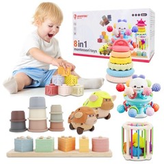 Baby Toys 6 to 18 Months, 8 in 1 Montessori Toy Set, Educational Learning Toy…