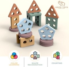 Eco-Friendly Montessori Shape Sorter – Engaging 20-Piece Puzzle for Safe Play