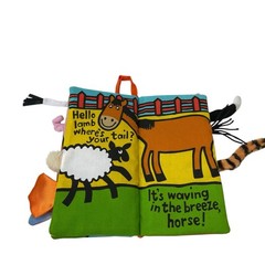 Jellycat Soft Toddler Cloth Book Farm Tails Animals Crinkle Sensory Jungly Tails