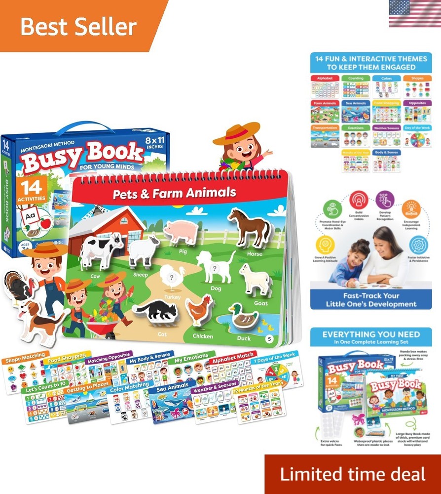 Montessori Preschool Busy Book For Toddlers Ages 3 And Up – Preassembled – Pr…