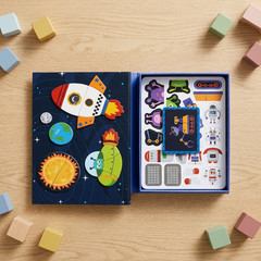 Magnetic Space Puzzle Box for Kids Wooden Montessori Learning Toy Set