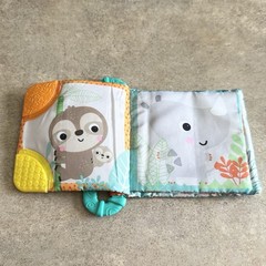 Bright Starts Teethe & Read Take Along Cloth Soft Crinkle Teether Book Safari