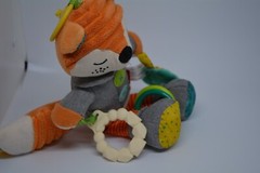Infantino Go Gaga Pal Fox Plush Stroller Crib Rattle Activity Sensory Toy Orange