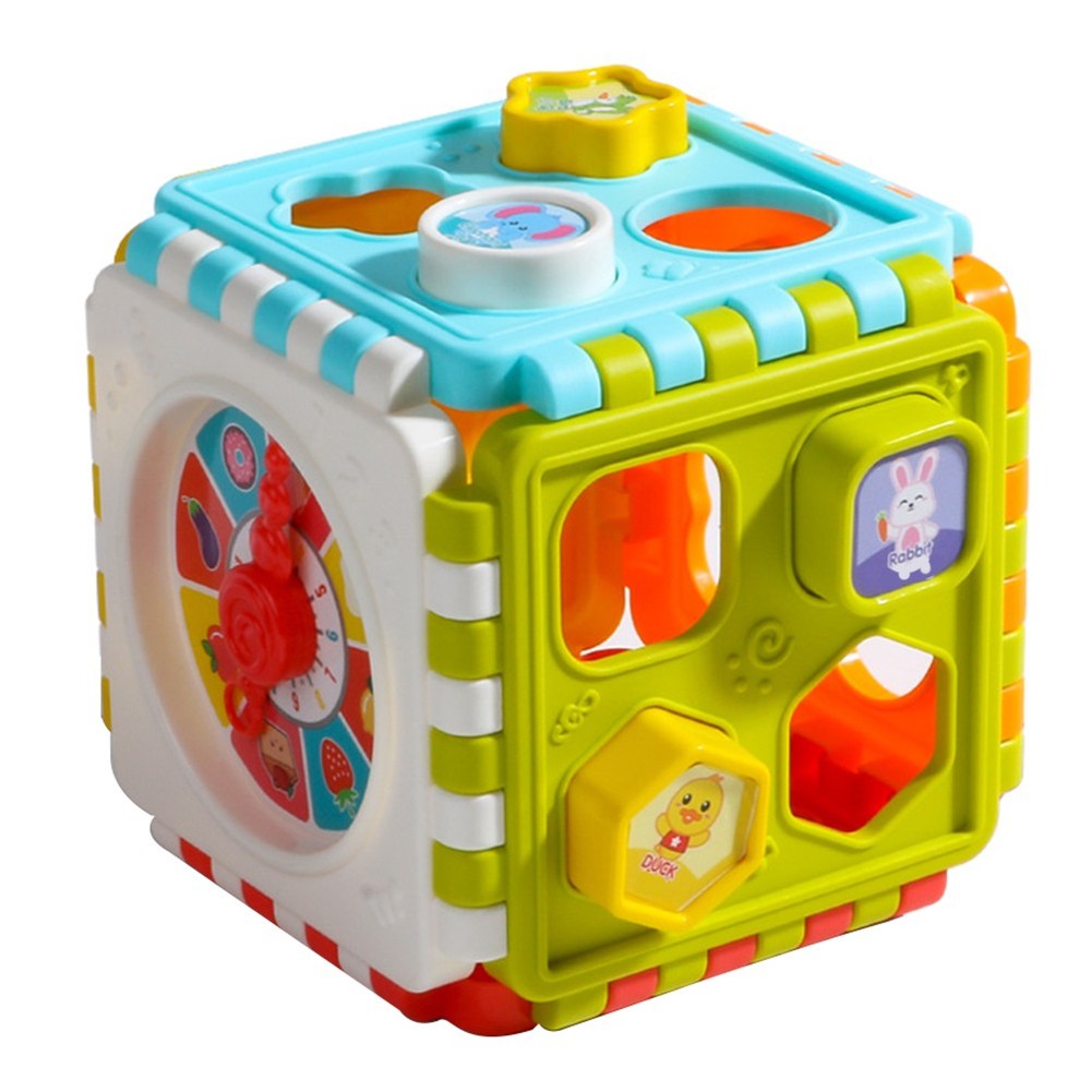 Colorful Shape Sorter Clock Geometric Blocks Early Learning Educational Puzzles