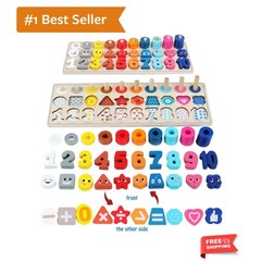 Wooden Montessori Toys for Kids, Toddler Number Puzzles Sorter Counting Shape…