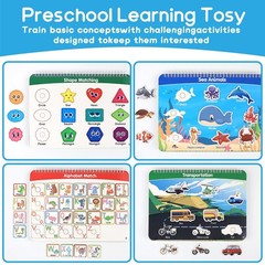 Busy Book with Classified Storage Box & Double-Sided Writing Board, 15 Themes…