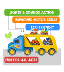 CifToys construction toy trucks for 3 +year old boys, 5 in 1 carrier truck