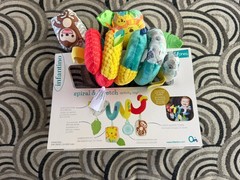 Infantino Spiral Stretch Baby Stroller Car Seat Activity Toy Lion Monkey Sensory