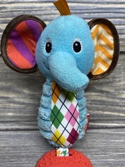 Infantino Plush Elephant Rattle Crinkle Teether Baby Toddler Toy 8″