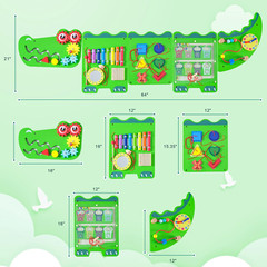 Crocodile Activity Wall Panel – Montessori Sensory Toy for Toddlers, Green