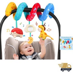 Infant Spiral Car Seat Toy Polyester Toddler Travel Sensory Hanging