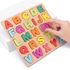 Wooden Puzzles for Toddlers, 3pack Alphabet Shape Puzzles for Kids 3 Wooden M…