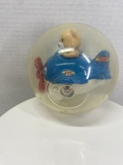 Vintage Tomy Roll Around Ball Teddy Bear In Airplane Baby Toddler Play Toy READ