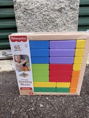 Fisher-Price Toddler Wooden Stacking Blocks – 65 Pieces, Preschool Learning Toy