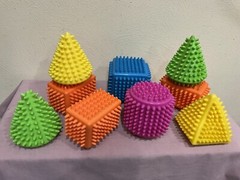 HEDSTROM SOFT SENSORY SHAPE BLOCKS, STIMULATING, SQUEEZABLE, ROUNDED NUBS, VINYL