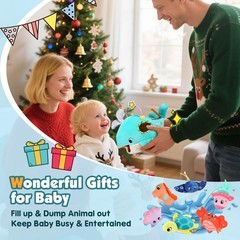 Soft Ocean Baby Toy with Rattle Crinkle Squeaker Mirror, Sensory Montessori Gift