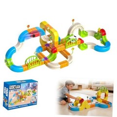 Electric Train Set for Kids Ages 3-8, 208Pcs 3D Flexible Race 208PCS(2* Train）