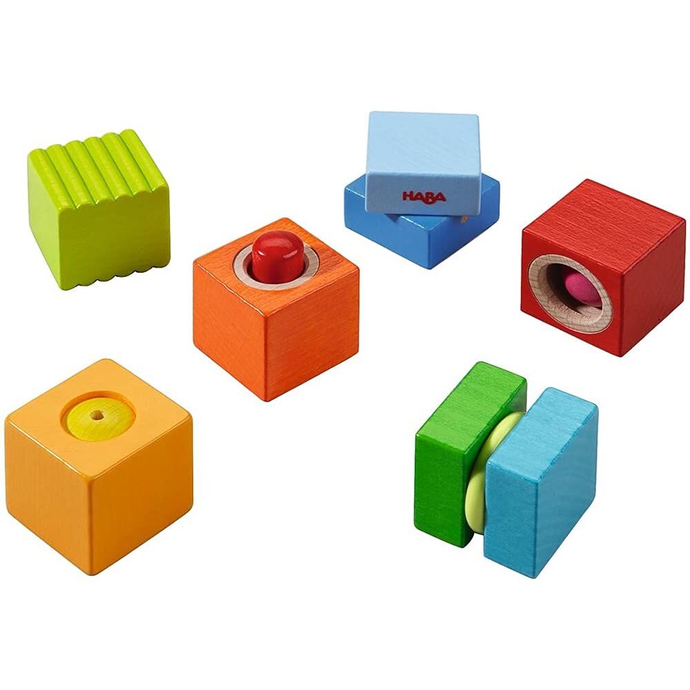 Beech Wood Discovery Blocks Squeaking Clacking Rattling Sound Toys 6 Pack