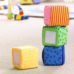 Soft Blocks for Babies 6-24 Months, Happy Quartett Sensory Toy Features a Uni…