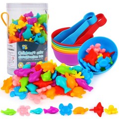 LOKIPA Counting Ocean Animal Toys, Color Sorting Set Ocean Animal Matching Ga…
