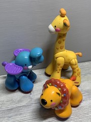 Fisher Price Rattle Animals Lot of 3 Lion Giraffe Elephant Baby Toys