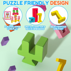 Wooden Number Building Blocks – 20Pcs Stacking for 3+ Years Old Kids, Digital Bu