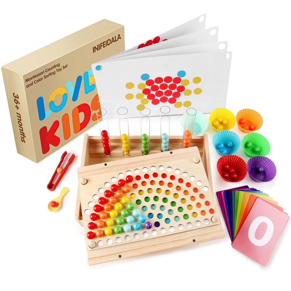 Montessori Wooden Educational Toys for 3-6 Year Olds,Counting & Color Sorting…