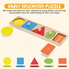 Jumbo Knob Wooden Shape Puzzles for Toddlers | Montessori Sorting Toys
