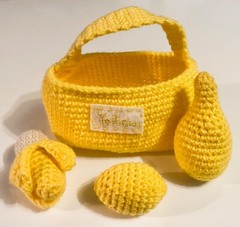 Handmade Crochet Yellow Color Sorting Playset, Learning Toy, Montessori