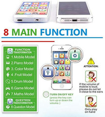 Phone Toy Play Mobile Cell Phone Music Learning for Child Toddle Baby Kid White